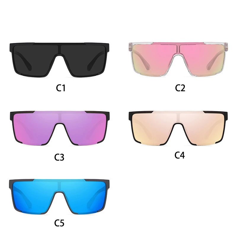 Male Flat Top Sunglasses Men Black Large Square Shades UV400 Gradient Sun Glasses For Women Cool Colorful One Piece_voghion.com