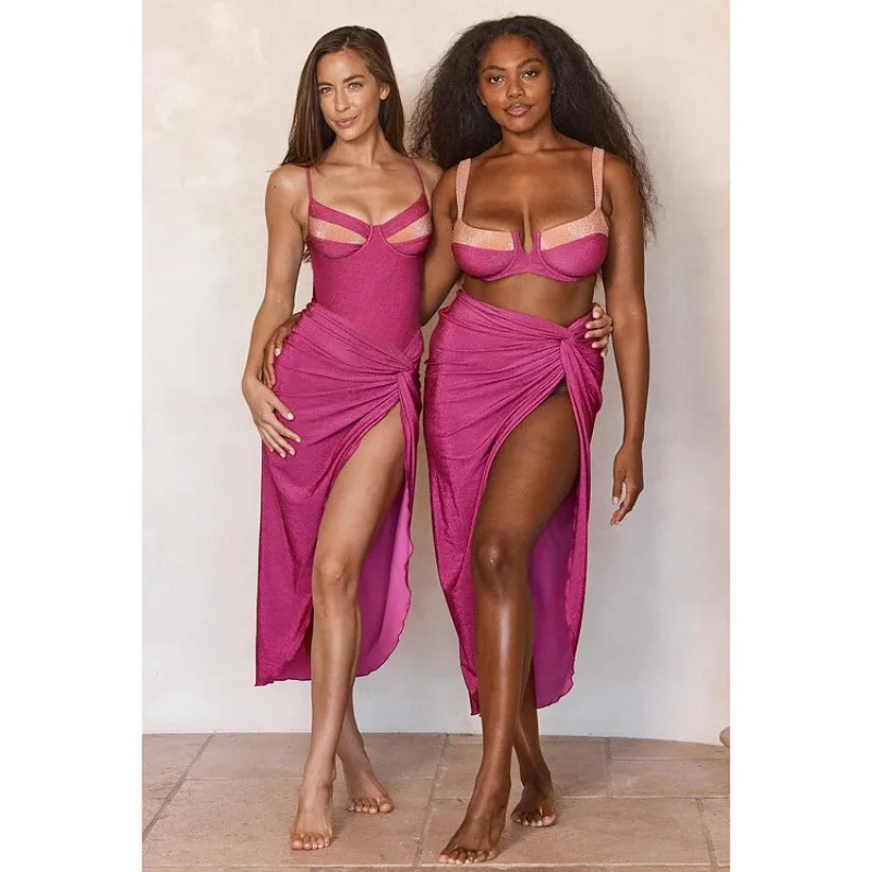 2024New Push up Bikini Sexy High WaistbikiniSplit Swimsuit Set Wholesale Chiffon Dress