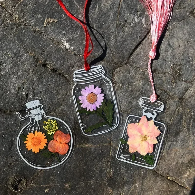 20Pcs Glass Bottle Crystal Ball Shape Transparent Bookmark Making Sticker Handmade DIY Plant Insect Specimen Sticky Sealing Film