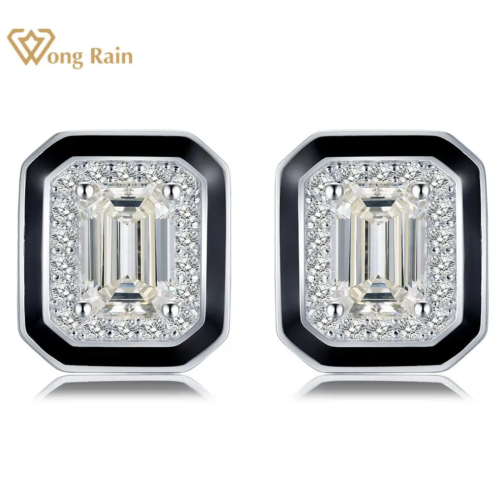 

Wong Rain 925 Sterling Silver Emerald Cut Lab Sapphire High Carbon Diamonds Gemstone Ear Studs Earrings Fine Jewelry Wholesale