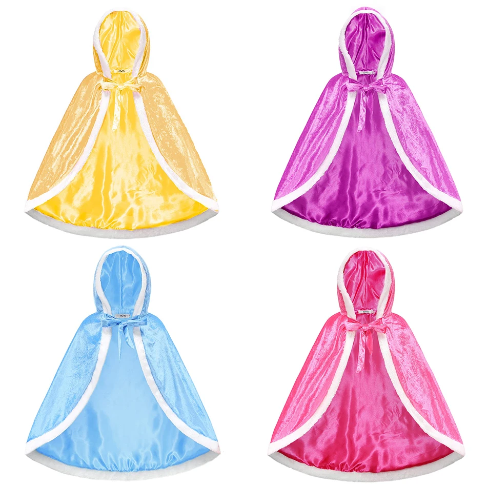 Princess cute hooded solid cloak girl kids winter cape Christmas birthday Halloween carnival party costume cosplay accessory princess costume,kids clothes