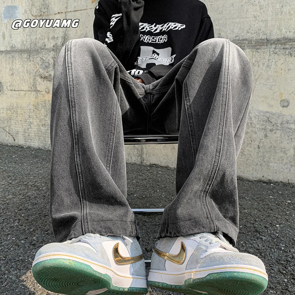 Supply vintage jeans men's loose straight autumn and winter high street fashion street vibe trousers jeans