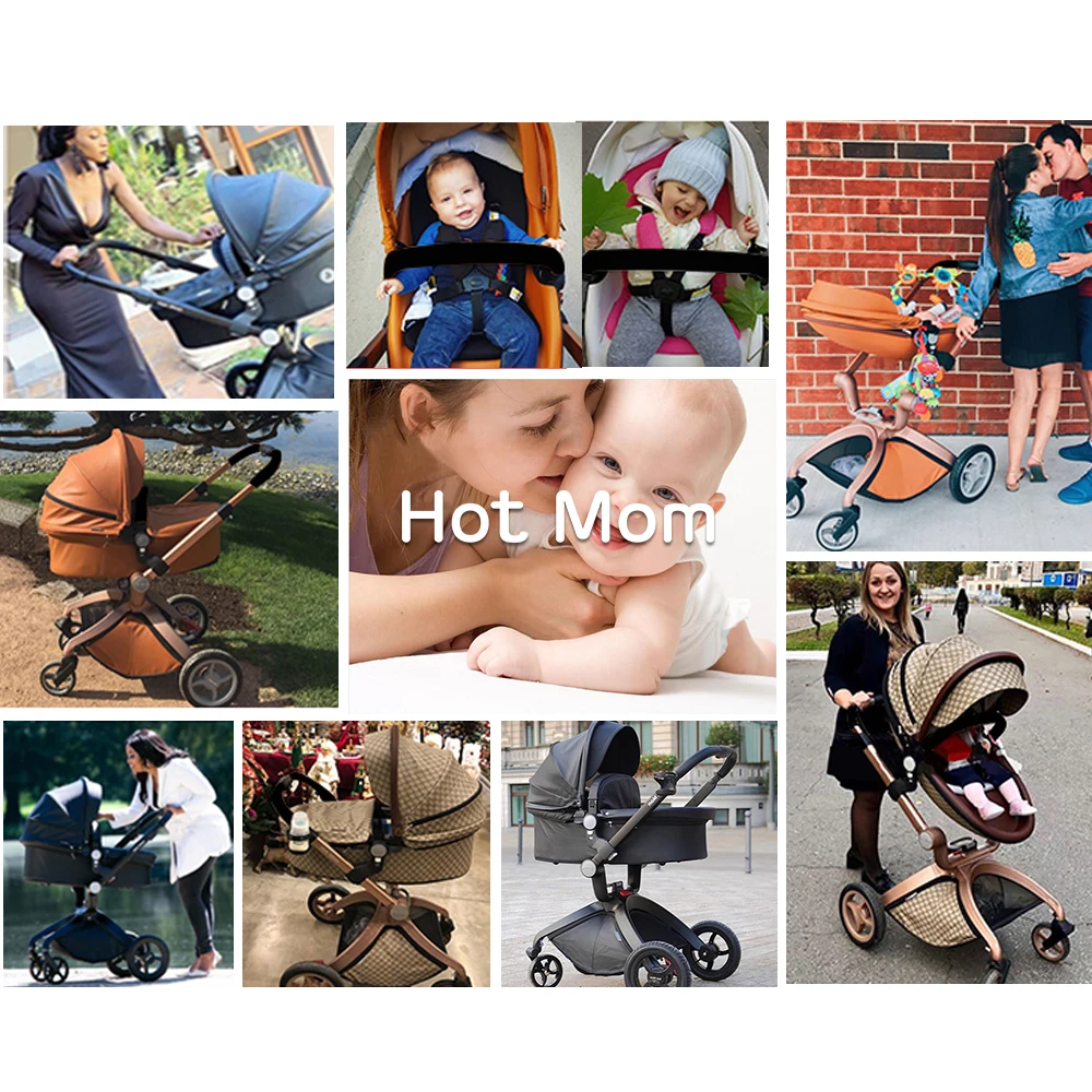 Hot Mom F22 baby stroller 3in1 ,adjustable seat,aluminum frame,solid rubber tires,rain cover,mosquito net,large storage basket 6