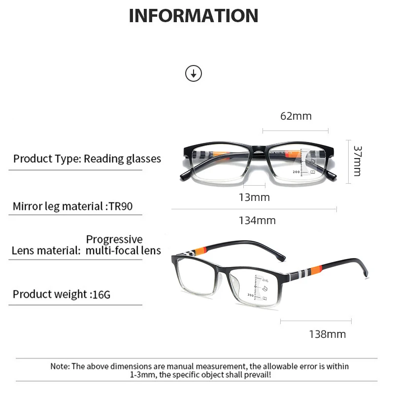 Multifocal Progressive Reading Glasses Men Intelligent Small Frame Ultralight Anti Blue Light Presbyopic Eyewear Women +1.0~+4.0