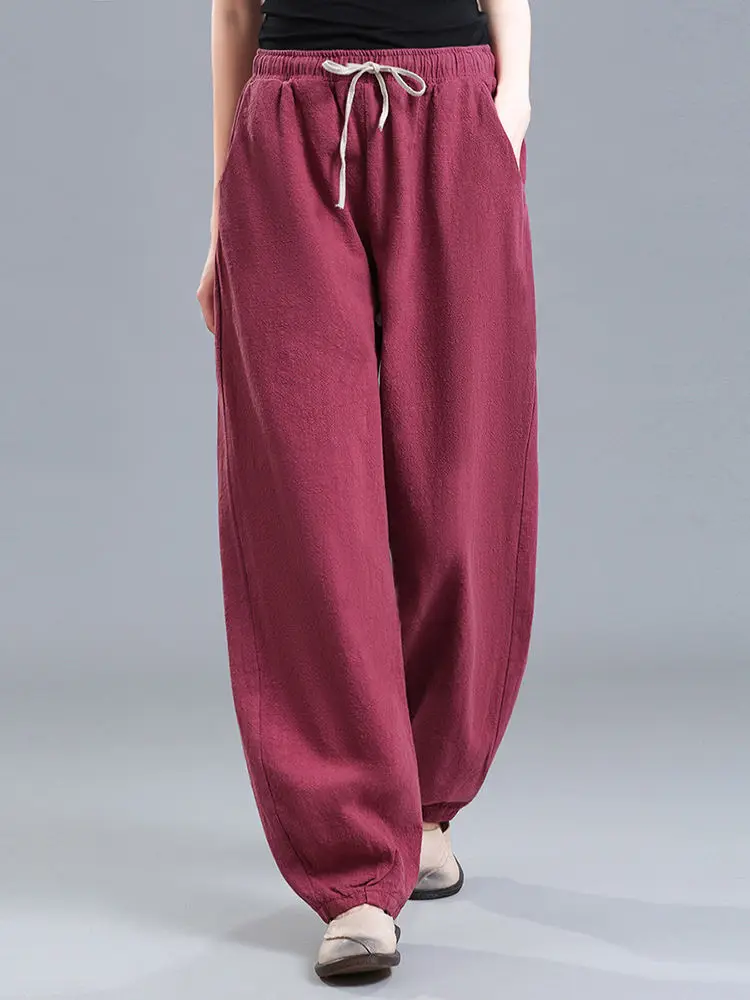 

Vintage Cotton Linen Lantern Pants Woman 2023 Spring Summer New High Waist Harem Pants Casual Loose Retro Trousers Joggers Women