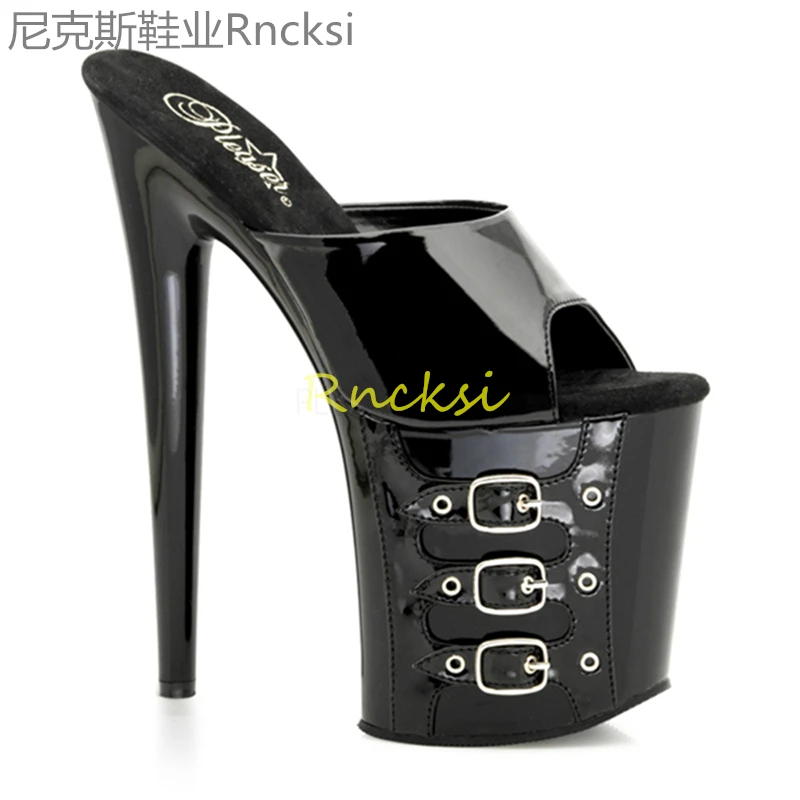 

20cm New summer transparent sandals with high heels and stilettos waterproof platform with sandals and slippers