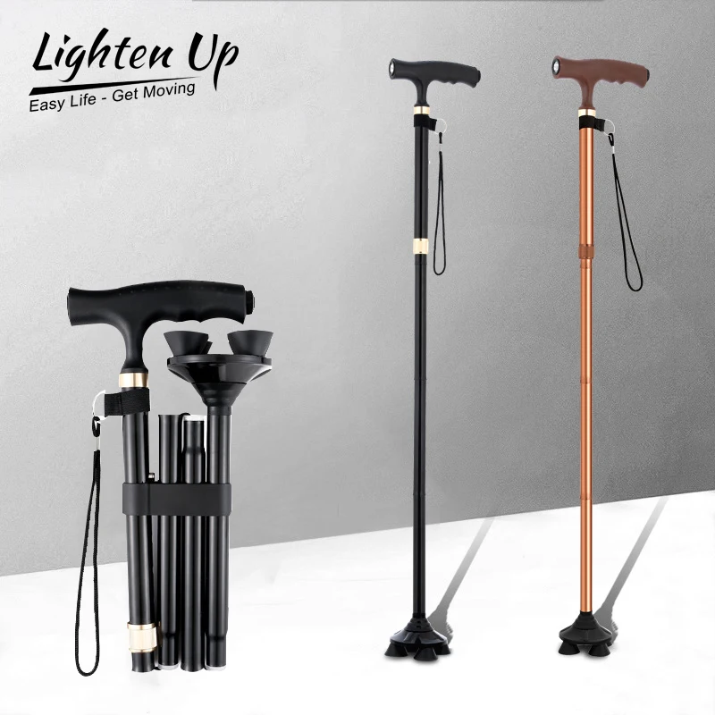 

Walking Stick Telescopic Baton Hiking Camping Trekking Poles Aluminum Alloy Metal Folding Cane Crutches Pole For Elderly People