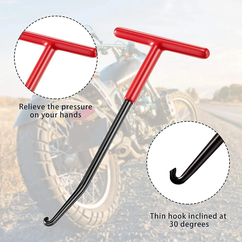 Installation Adjustment T Shaped Handle Exhaust Pipe Spring Puller Installer Hooks Tool with Rubber Coating for Motorcycle Vehicle Springs Removal Motorcycle Exhaust Spring Hook 