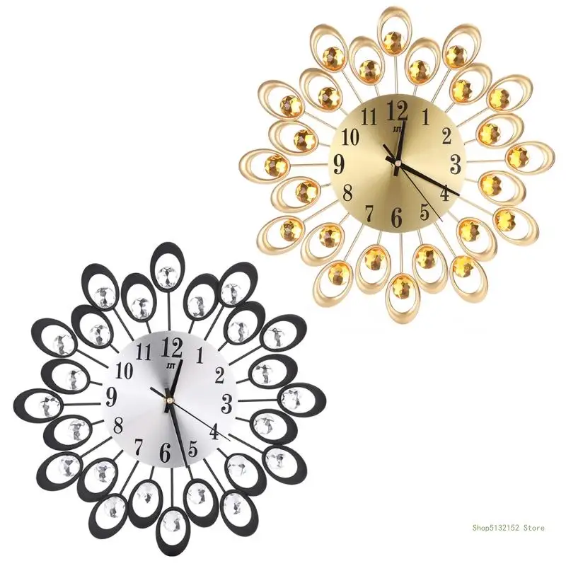 

QX2E Современные металлические настенные часы с бриллиантами для страз, железо, искусство, тихая комната, домашний офис