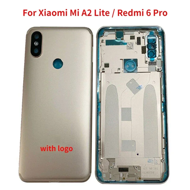 

Original Back Cover For Xiaomi Mi A2 Lite Redmi 6 Pro Battery Cover Rear Door Housing Case with Camera lens+Power Volume Button