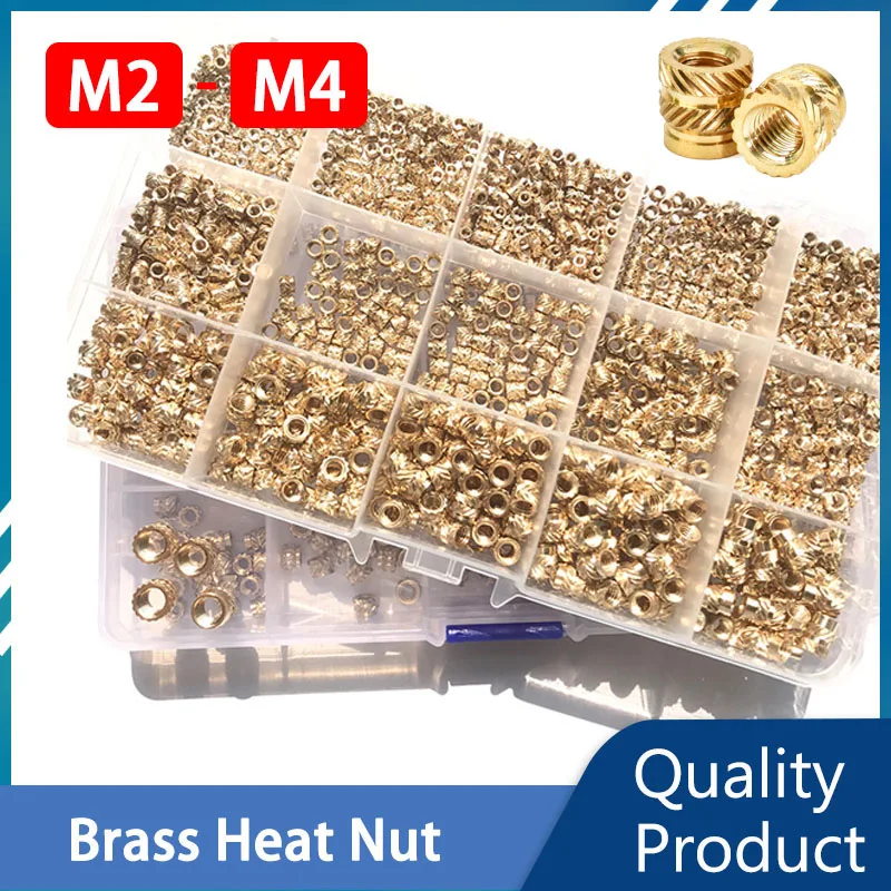 

Brass Insert Nut Set M2 M2.5 M3 M4 Threaded Insertion Hot Melt Knurled Double Twill Embedded Heating Press Nuts For 3D Printer