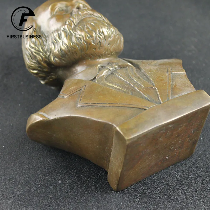 Antique Brass German Great Communist Karl Heinrich Marx Bust Bronze Statue Figurine Retro Copper Desktop Ornament Decor Crafts 4