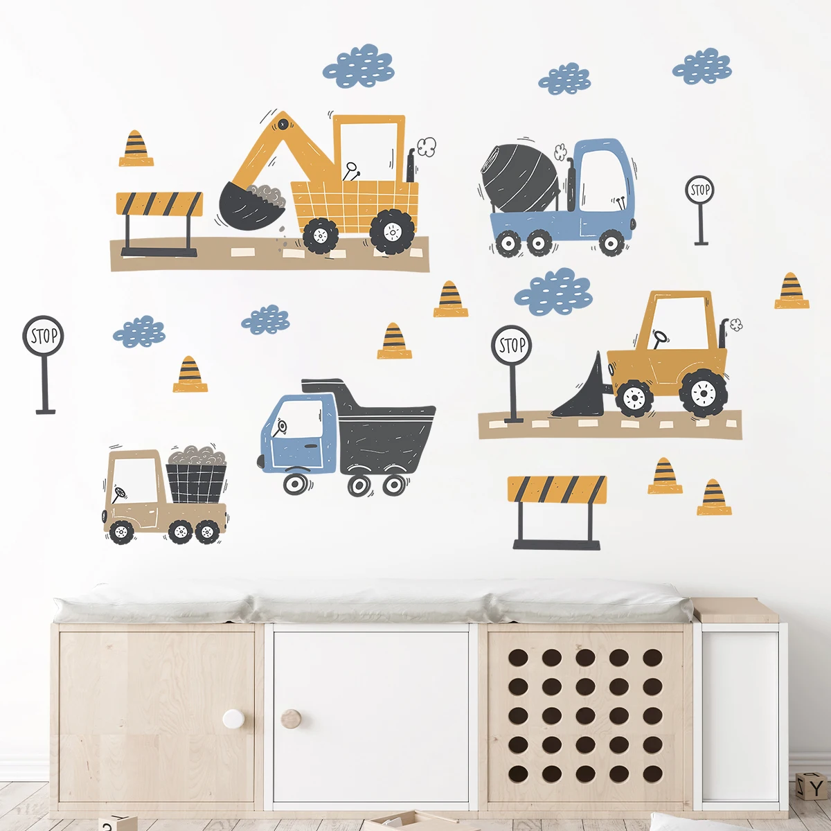 Cartoon Cute Construction Truck Wall Stickers Decoration for Bedroom Wall Decals Home Decore Living Room Art Kids Room wall stickers wall sticker