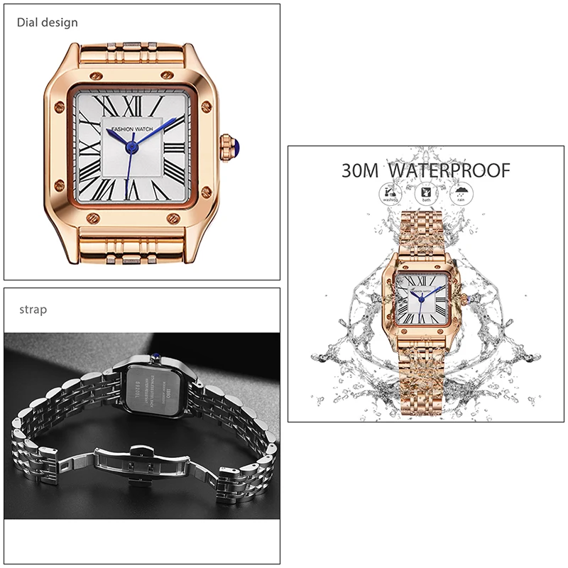Luxury Exquisite Square Watch Women Steel Band Waterproof Casual Brand Hand Clock Female Gifts Fashion Quartz  Wristwatch Ladies