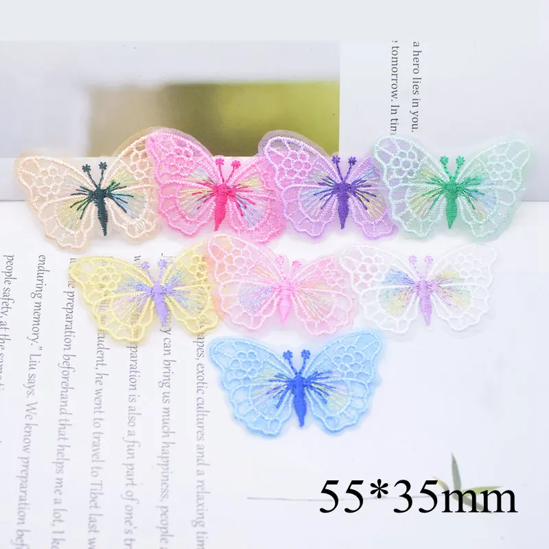 

10Pcs 5.5CM Embroidery Butterfly Patches Crafts Scrapbooking Decor Embellishment Wedding Appliques Accessories