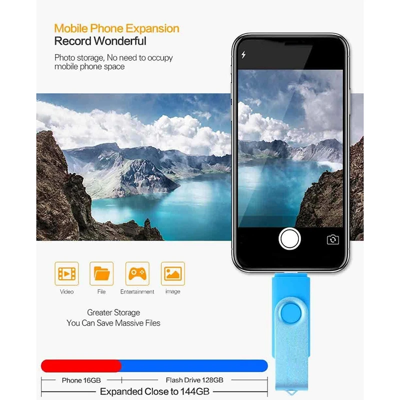 플래시 디스크, 산화 클립 (USB + C 타입), 3.0 128GB 플래시 메모리 U 디스크, 안드로이드 장치, PC, 태블릿, 맥 (블랙)