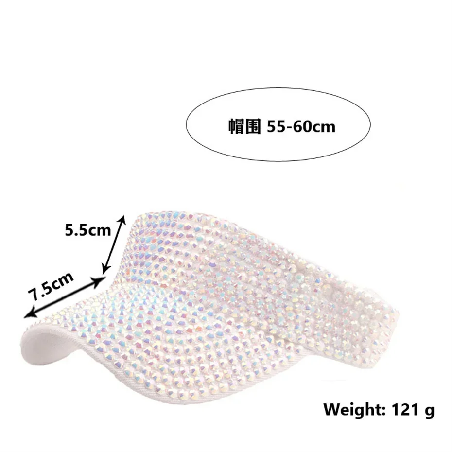 Wholesale Items Bulk Lot 2022 Summer Women New Hat In Various Colors Sun Visor Cap Shiny Rhinestone Fashion and Leisure X8725_2 5