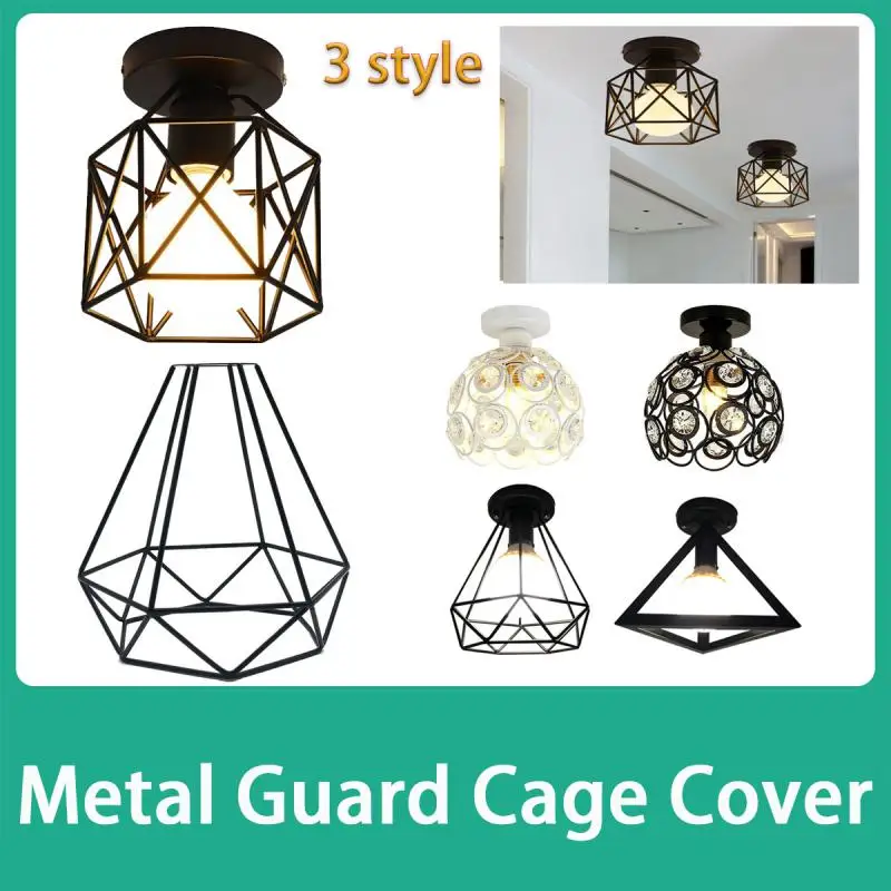 

Lamp Shade Metal Light Guard Cage Cover Shades Retro Industrial Geometric Light Shade Metal Wire Frame Ceiling Pendant Lampshade