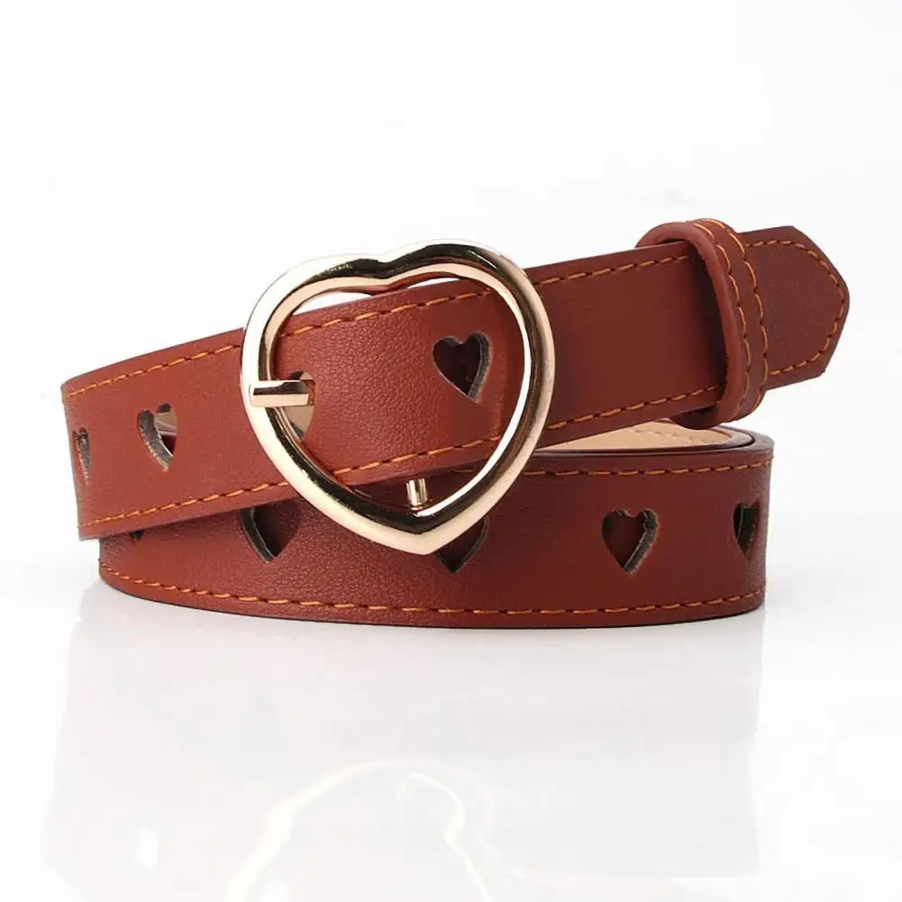 

Women Sweet Love Belt Women Heart-shaped Belt Heart-shaped Buckle Belt with Hollow Design Adjustable Faux for Women for Stylish
