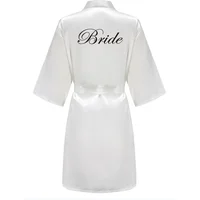 Robe de mariée d'équipe de fête de mariage avec lettres blanches, pyjama Kimono en Satin, peignoir de demoiselle d'honneur, YE6522 2