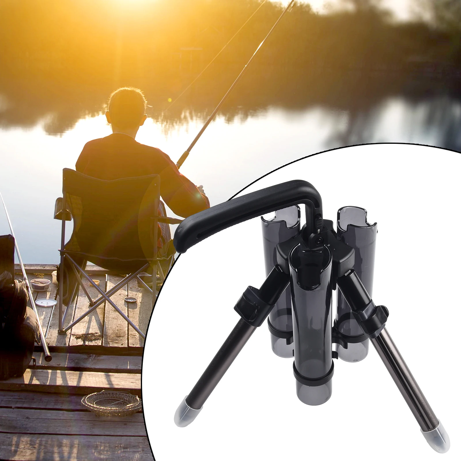 

Lightweight Fishing Rod Support Telescopic Tripod Stand for 9 Rods Adjustable Design Portable and Easy to Store