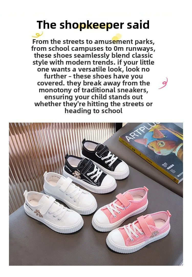 Modische Board-Schuhe für Jungen und Mädchen, Kinder-Studentenschuhe mit Klettverschluss, lässige Canvas-Schuhe, Kinder-Schuhe mit weicher Sohle, rutschfeste Komfortschuhe – Detail 2