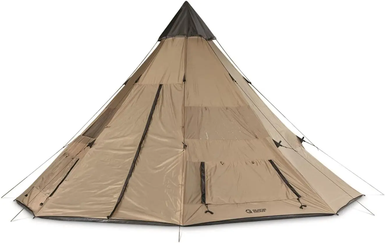 Camping Teepee Tent for Adults, Outdoor, Waterproof, Family, 8 Person, 18' x 18'