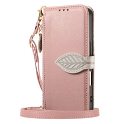 Leaf Buckle Leather Crossbody Lanyard Wallet Phone Case - Realme C63 4G (SD0748)