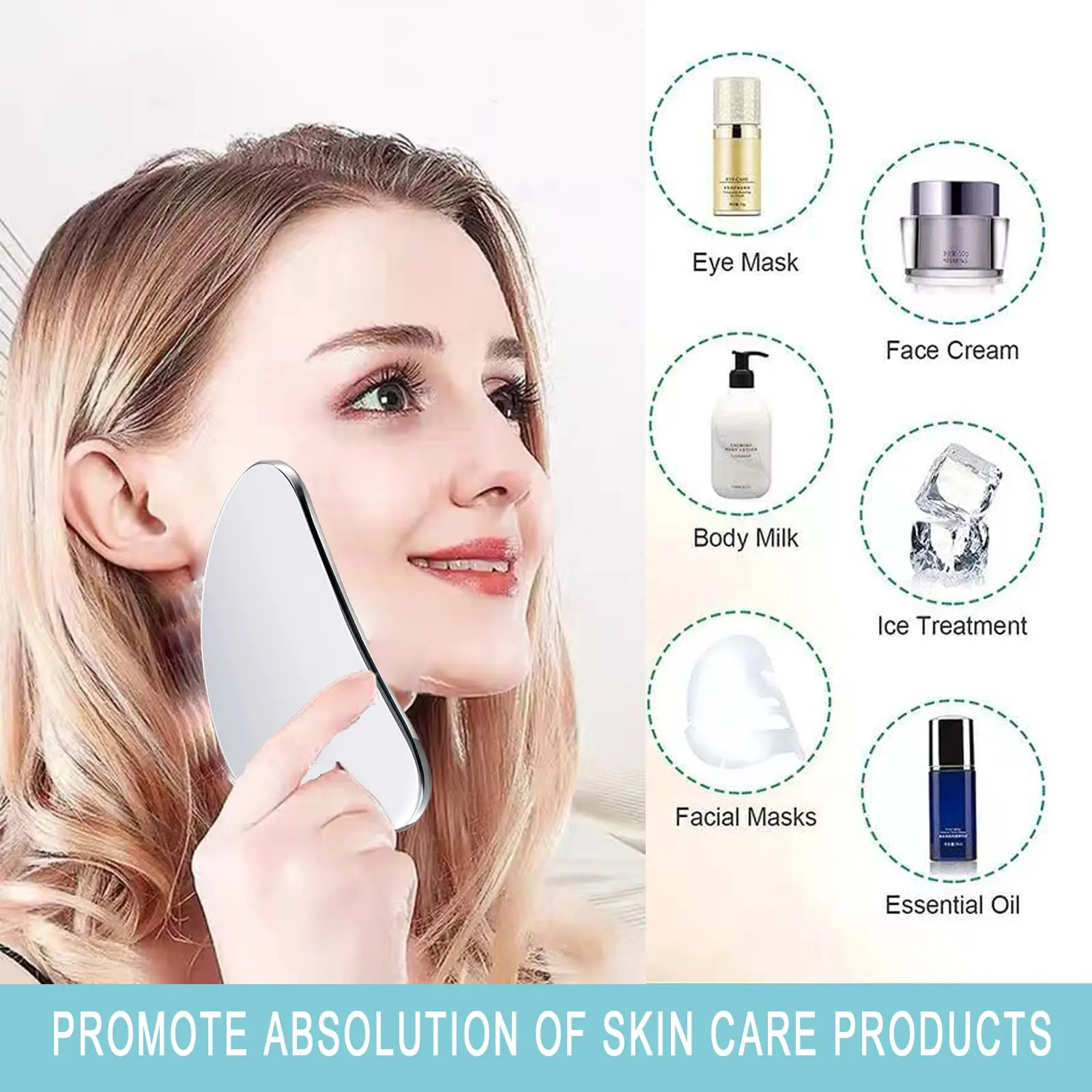 Stainless Steel Scraper Facial Massage Gua Sha Tool Face Lift Anti