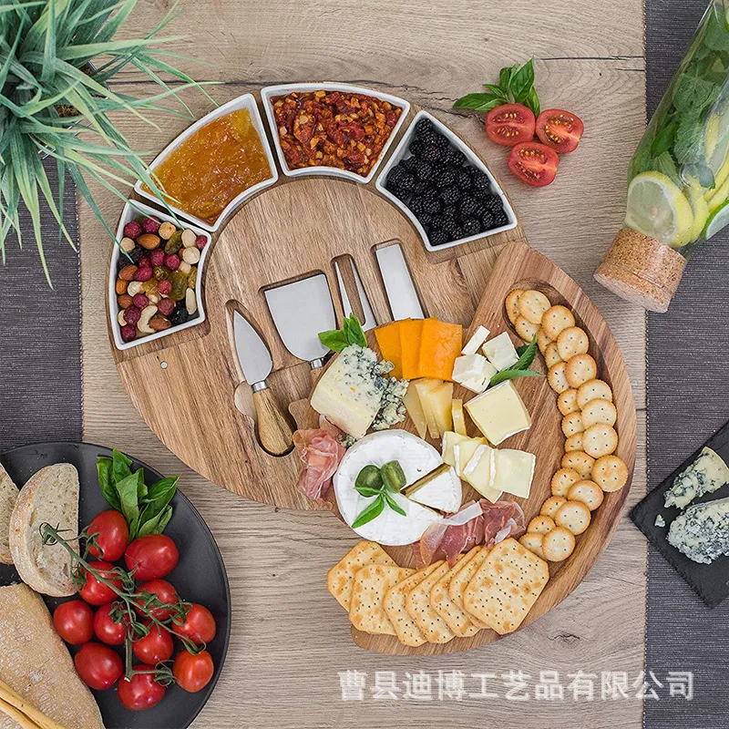 Rotatable Cutting Board Round Cooked Cheese Cheese Cutting Board Multi-functional Afternoon Tea Dessert