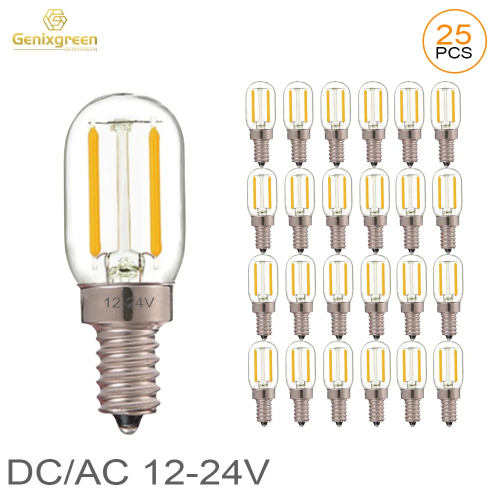 Genixgreen DC AC 12V 24V E14 LED Bulb T22 1W Low Voltage Tubular
