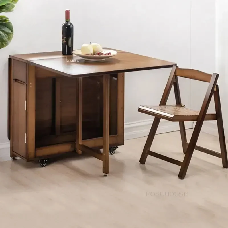 Detachable Rectangular Dining Tables Folding Wood Dining Table Home Kitchen Furniture Simple Apartment Wall Table N