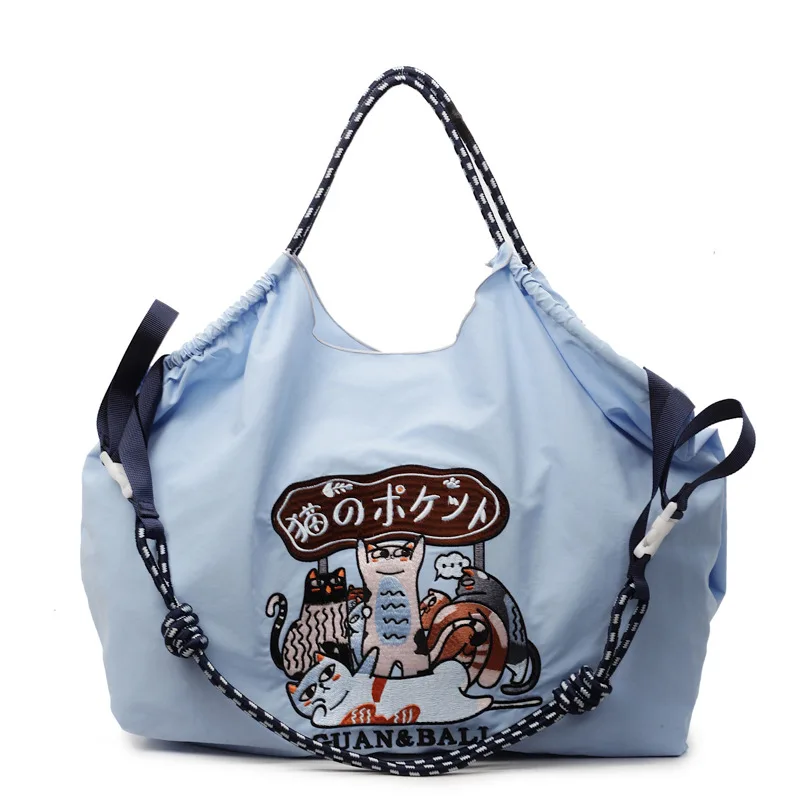Eco-Friendly Embroidered Nylon Tote: Stylish and Spacious City Handbag