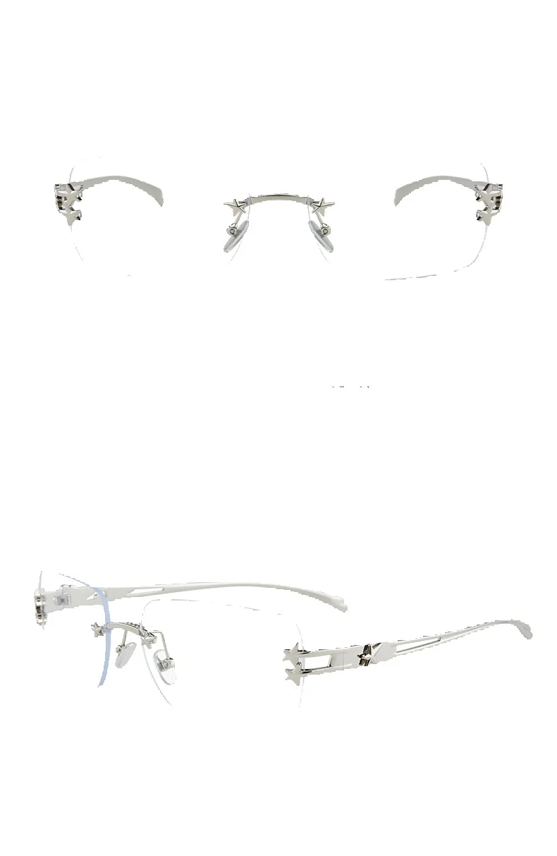 LazyZoom GM Frameless Water Sier XINGX Decorative Y2g Western Style Gyaru Sunglasses Women's Square Round Face Slimming 2025 New_voghion.com