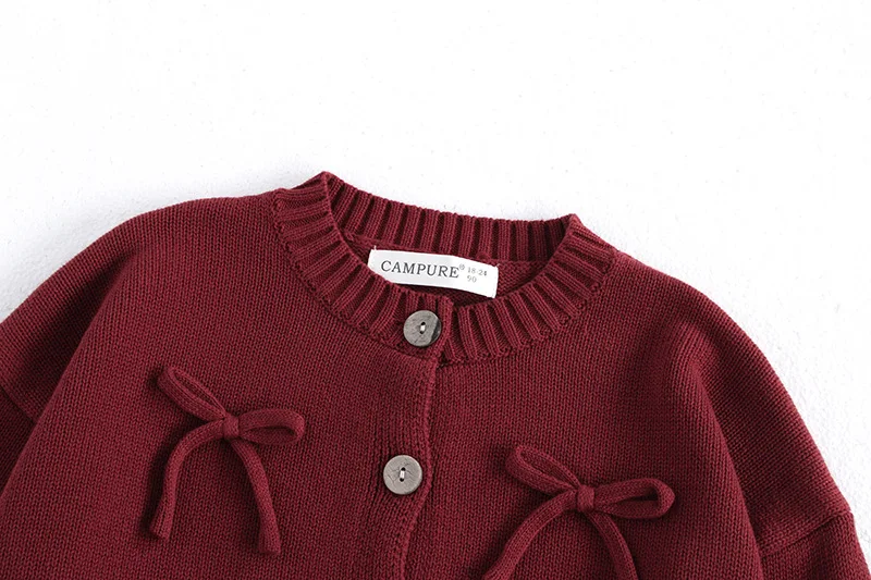 2023 Neujahr gestrickter Kinderpullover 2–7 Jahre, langärmelig, rote Pulloverjacke für Mädchen, koreanischer Stil, Strickjacke für Kinder – Detail 6