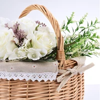 Rattan Storage Basket Hand Made Oval Picnic Storage Basket for Indoor Outdoor 28x26x20cm 6