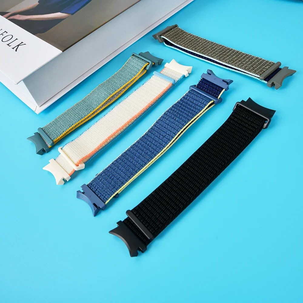 

Ремешок нейлоновый без зазора для Samsung Galaxy Watch 6 5 4, классический браслет 46/42 мм galaxy watch 6 5 Pro 45 мм, изогнутый браслет