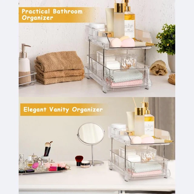 2 Tier Bathroom Organizer Multi-Purpose Storage Container With Dividers For  Bathroom And Kitchen Counter - AliExpress