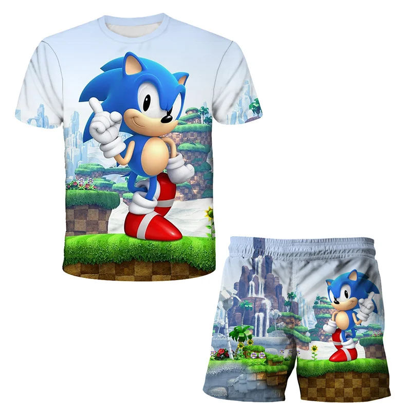 newborn baby clothes set for hospital Kids super sonic Suit Children Boys And Girls Sonic 2 Summer T Shirt Sets Pants 2pcs Children short Sleeve Clothing 4 5 6 7-14Y cute baby suit