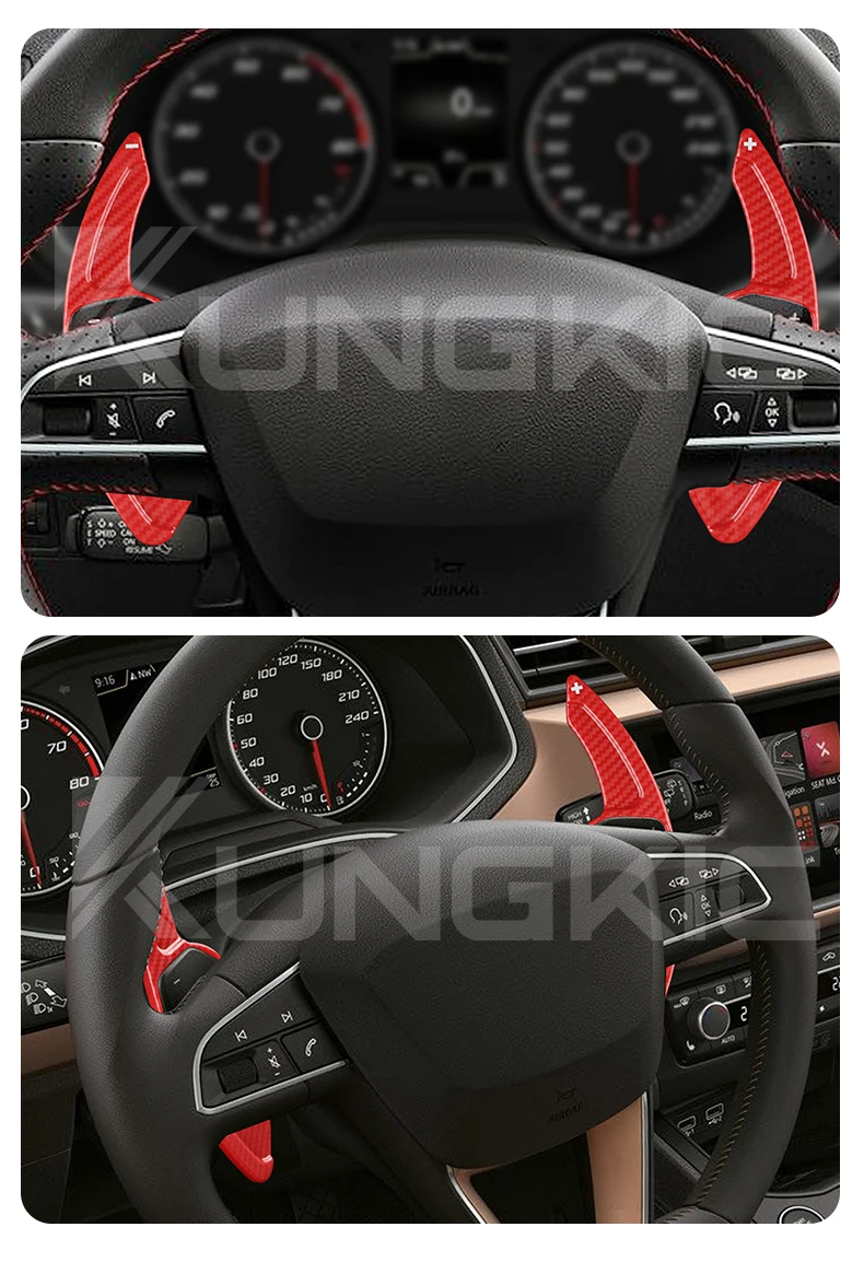 Schaltwippe für Seat Leon ST 5F FR Cupra Ateca Ibiza 6P Arona Tarraco Kohlefaser-Autolenkradverlängerung Schalthebelaufkleber – Detail 8