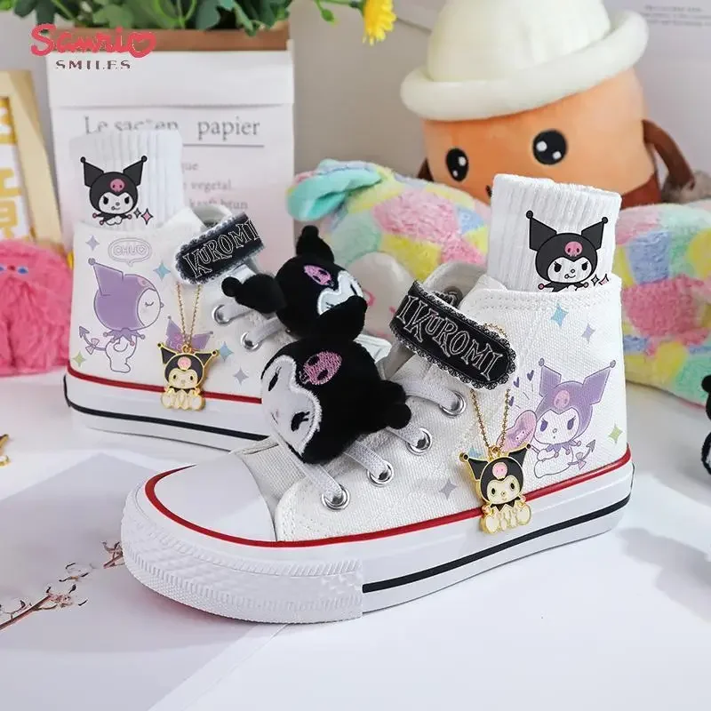 

Miniso Sanrio Kuromi Cinnamoroll High Top Canvas Shoes My Melody Winter Creativity High Top Flat Cartoon Casual Canvas Shoes