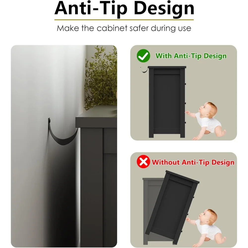 Black Dresser for Bedroom with 7 Drawers, Wood Dressers Chest of Drawers with Metal Handles, Modern Bedroom Dresser with Drawers 5