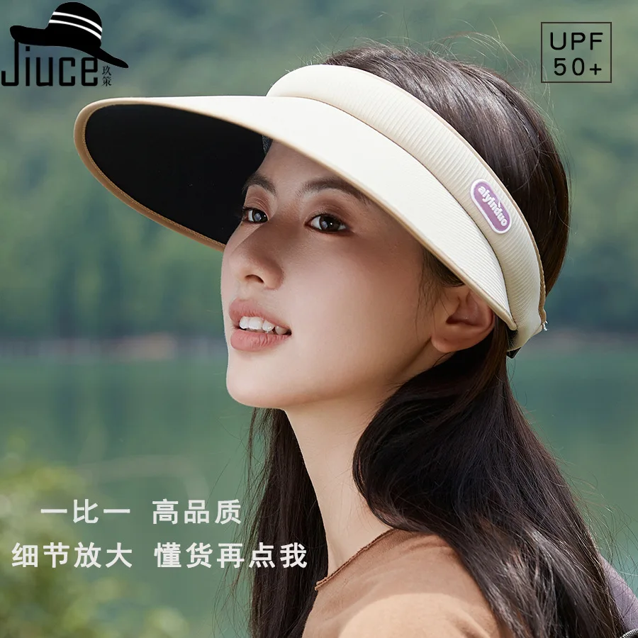 

Oh Sunny Empty Top Hat Women's Summer New Outdoor Sunshade Hat Enlarged brim Sunscreen Mask Sun Hat Tide
