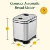 Bread Maker Machine, Compact and Automatic, Customizable Settings, Up to 2lb Loaves, CBK-110P1, Silver,Black 5