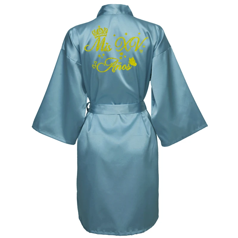 Mis15 Años Robe 15 Years Girl Birthday Party Robes Quinceanera Robe Mis XV Bathrobe Silkly Nightgown