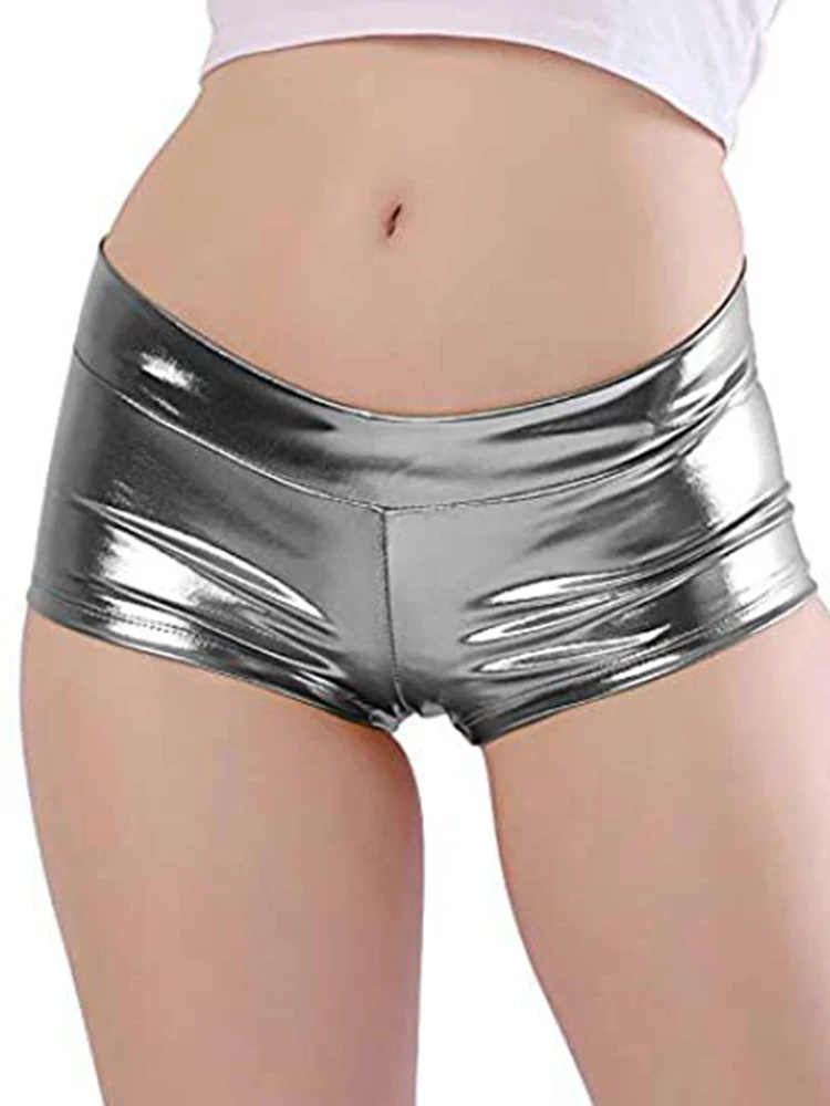 2023 Hot Sale Shiny Color Fashion Goth Sexy Shorts Women Summer Slim Hot Dance Nightclub Joggers Bodycon Bottom