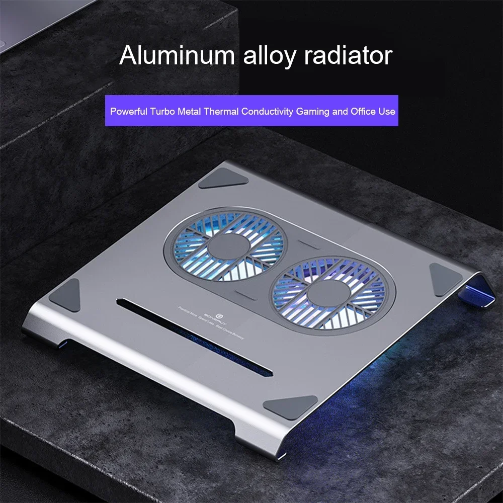Almofada de Refrigeração para Laptop Suporte de Alumínio com Fans e Porta Usb para Mac Notebook Computador