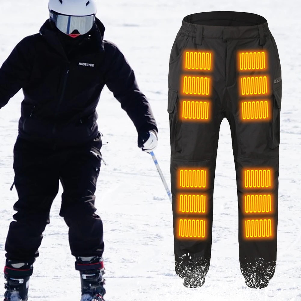 USB Heated Thermal Pants for Men Women Elastic Waist Waterproof Pants 18 Zone Heated Trousers for Skiing Fishing Motorcycle 3