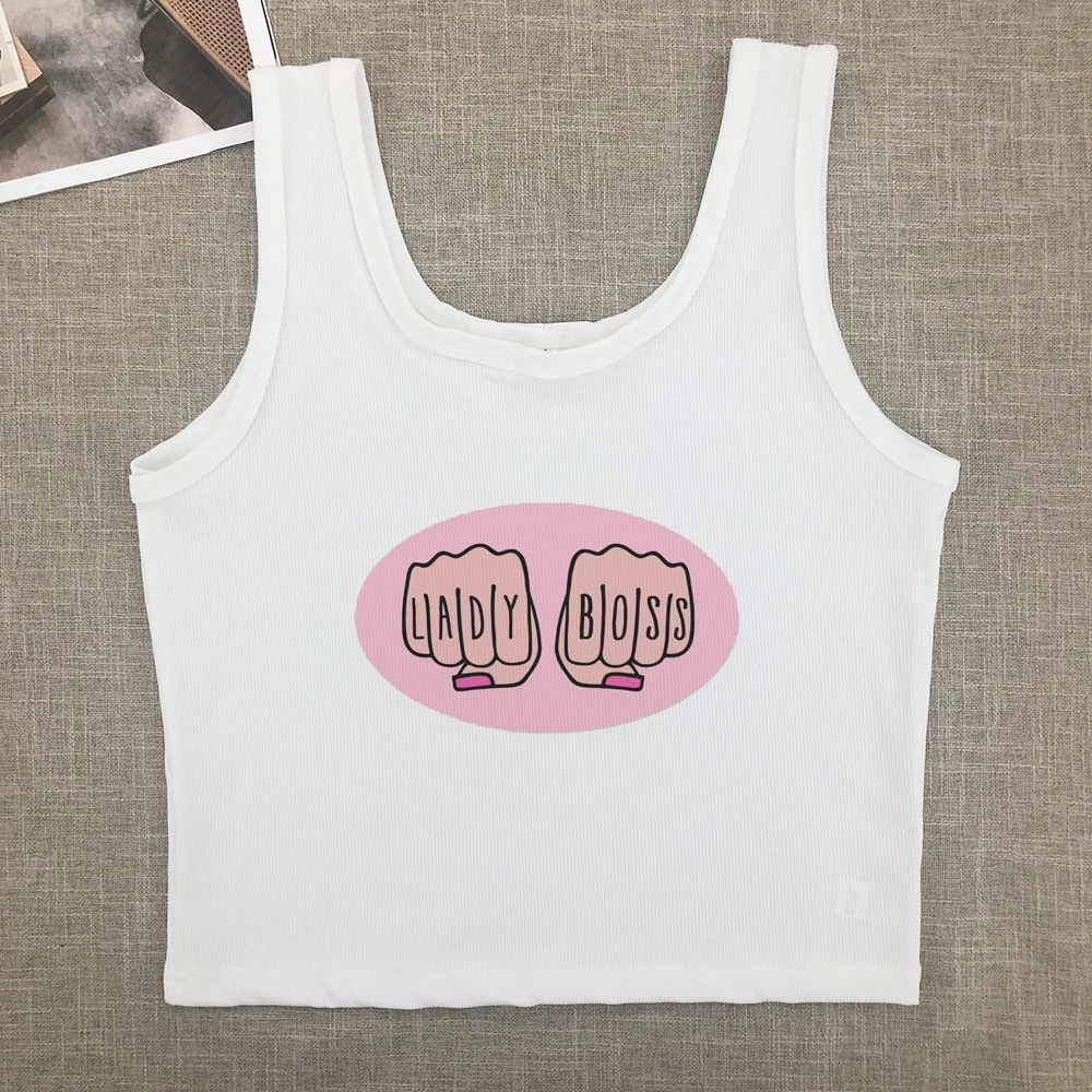 American basic round neck pullover letter print knit short sleeve T-shirt Spice Girls Summer Slim-fit crop top