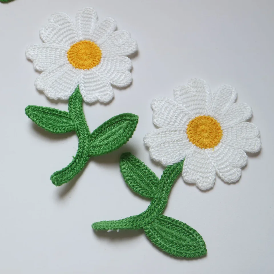 Applicazioni Ricamate Floreali 2 Pezzi Giallo Rosa - Toppe Per Abiti, Giacche E Fai Da Te (31x25 Cm) - 3